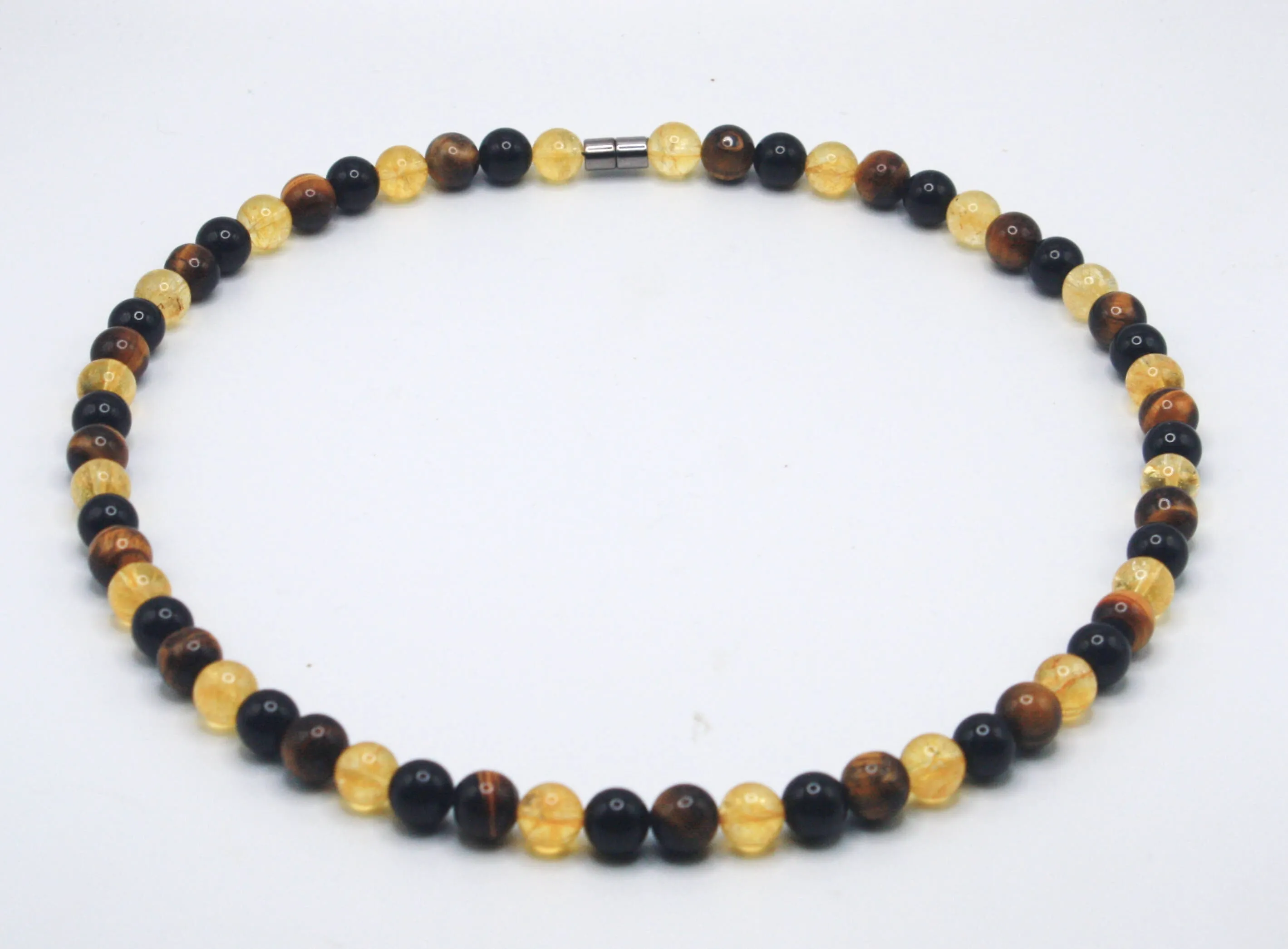 Citrine - Tiger Eye - Onyx Necklace