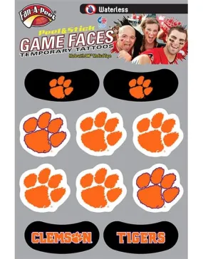 Clemson Peel & Stick Game Face Combo Tattoos