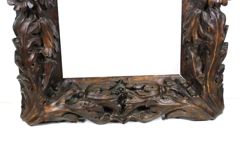 Continental Tropical Baroque Master Carver Wood Frame with Heavy Carved Foliage