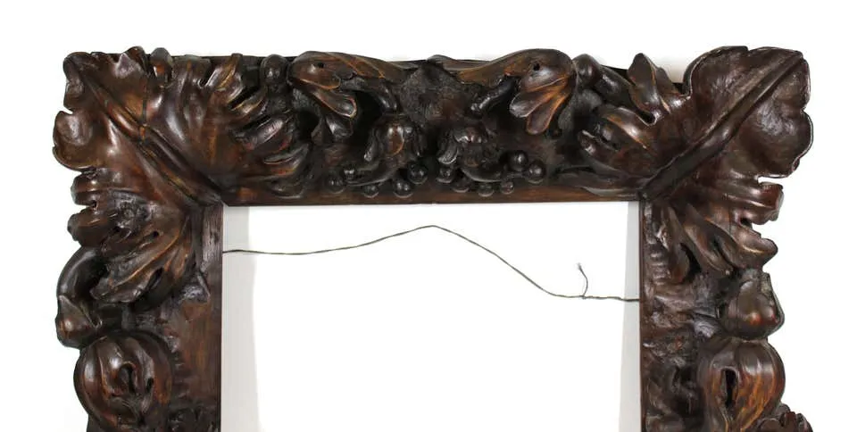 Continental Tropical Baroque Master Carver Wood Frame with Heavy Carved Foliage