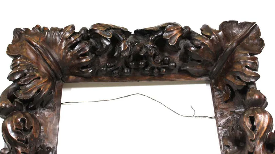 Continental Tropical Baroque Master Carver Wood Frame with Heavy Carved Foliage