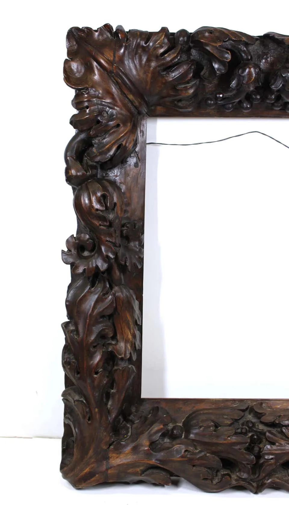 Continental Tropical Baroque Master Carver Wood Frame with Heavy Carved Foliage