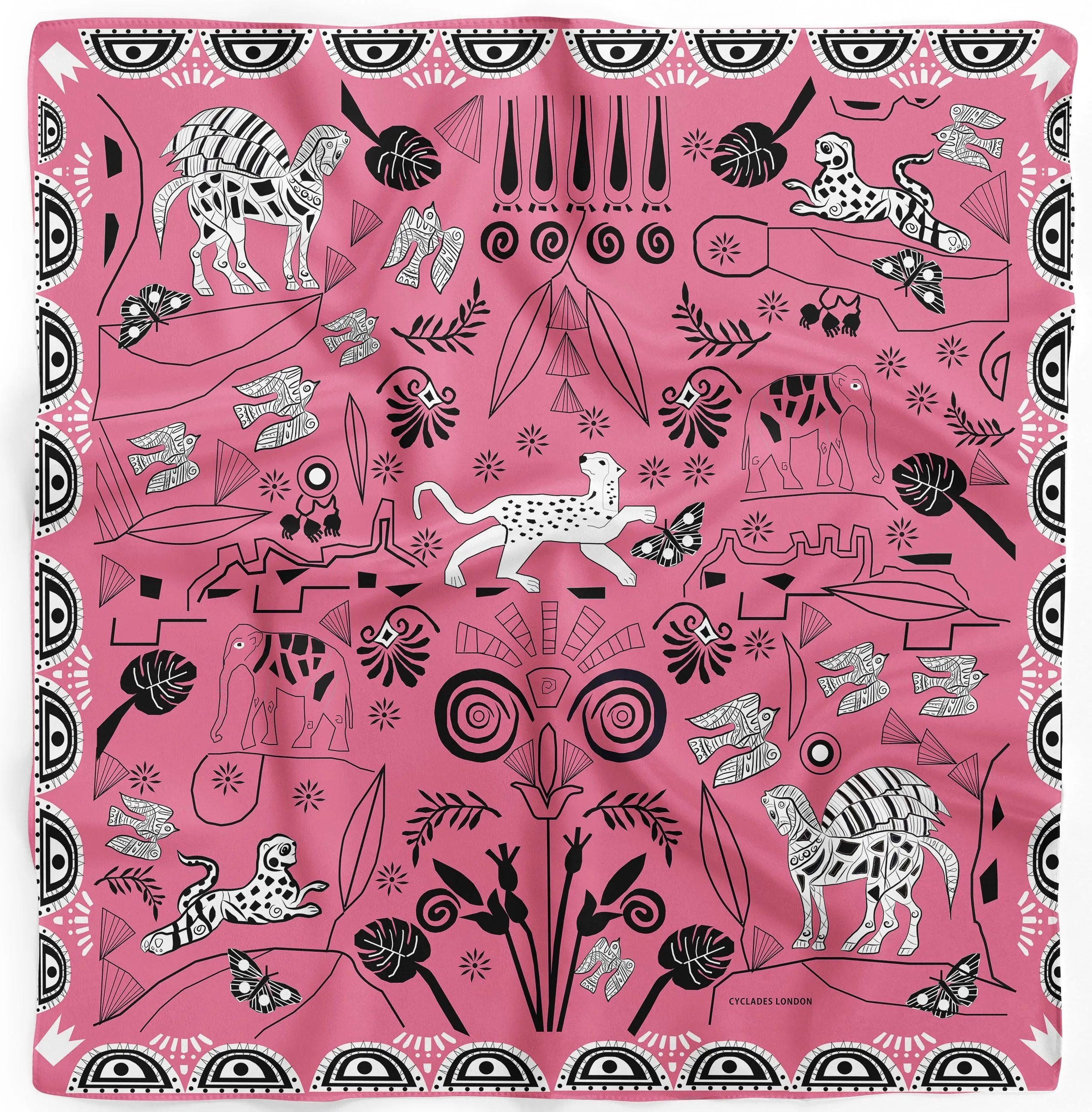 Cyclades Silk Scarves Jungle in Pink