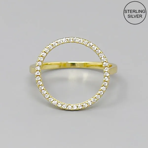 CZ Pave Circle Sterling Silver Ring