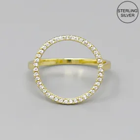 CZ Pave Circle Sterling Silver Ring