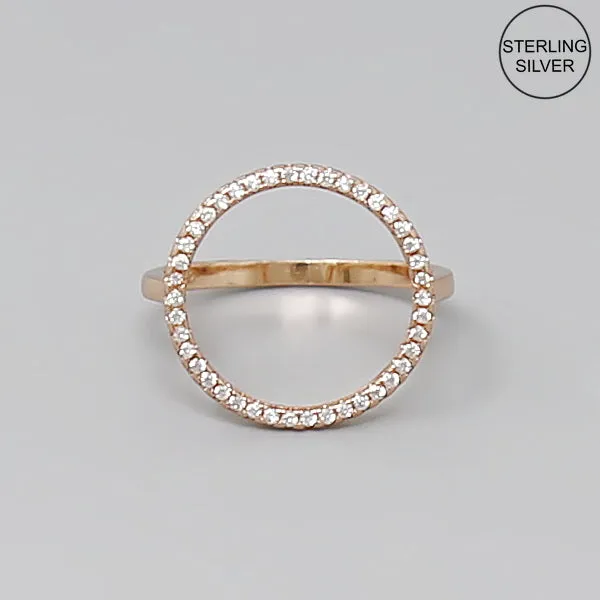 CZ Pave Circle Sterling Silver Ring