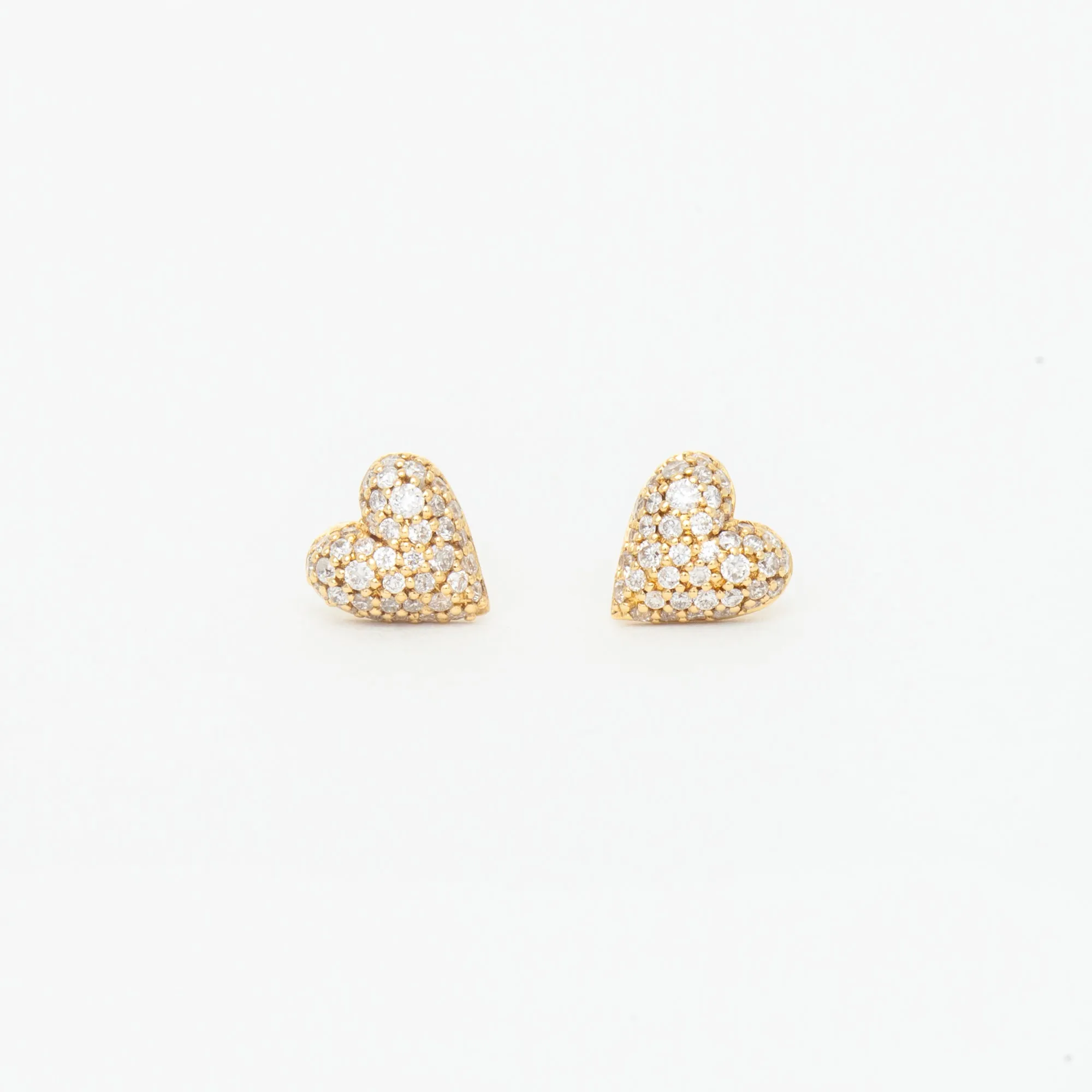 Diamond Puffy Heart Studs