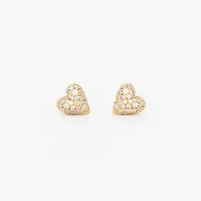 Diamond Puffy Heart Studs