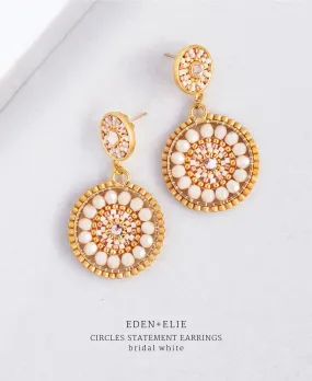 EDEN   ELIE double circle statement drop earrings - bridal white