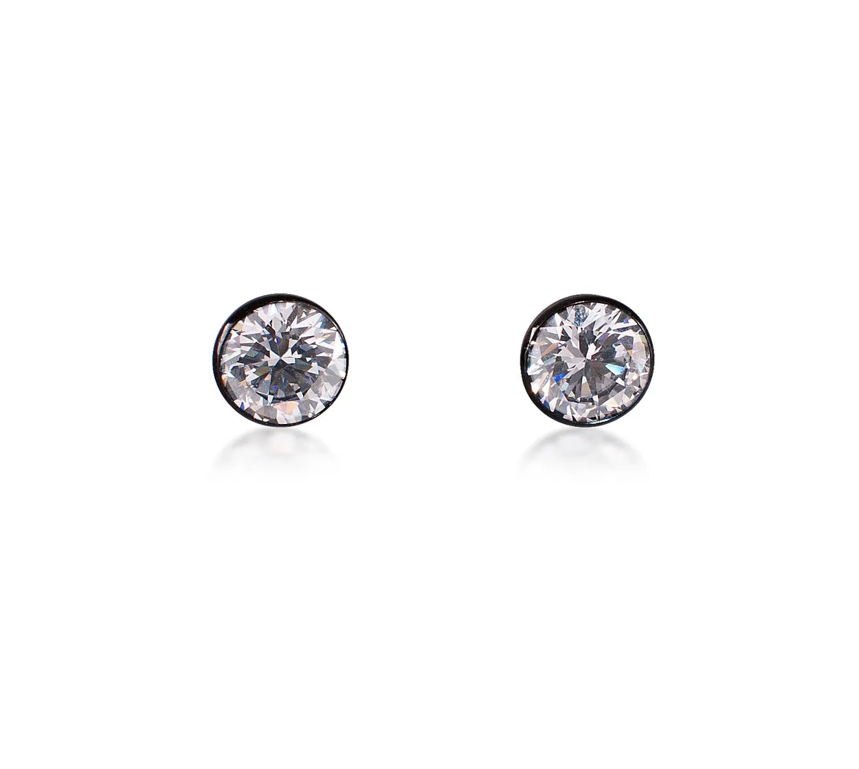 ER201RG B.Tiff 2 ct Solitaire Rose Gold Plated Stainless Steel Stud Earrings