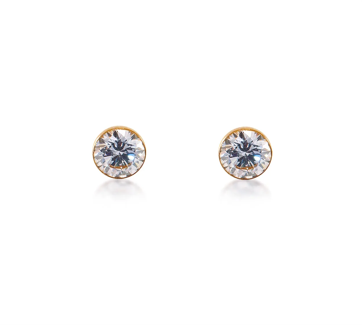 ER201RG B.Tiff 2 ct Solitaire Rose Gold Plated Stainless Steel Stud Earrings