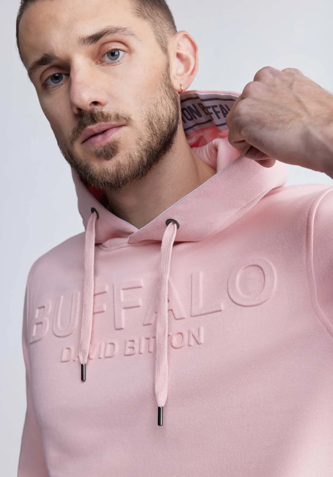 Fadol Men's Fleece Hoodie in Shell Pink  - BPM13610V