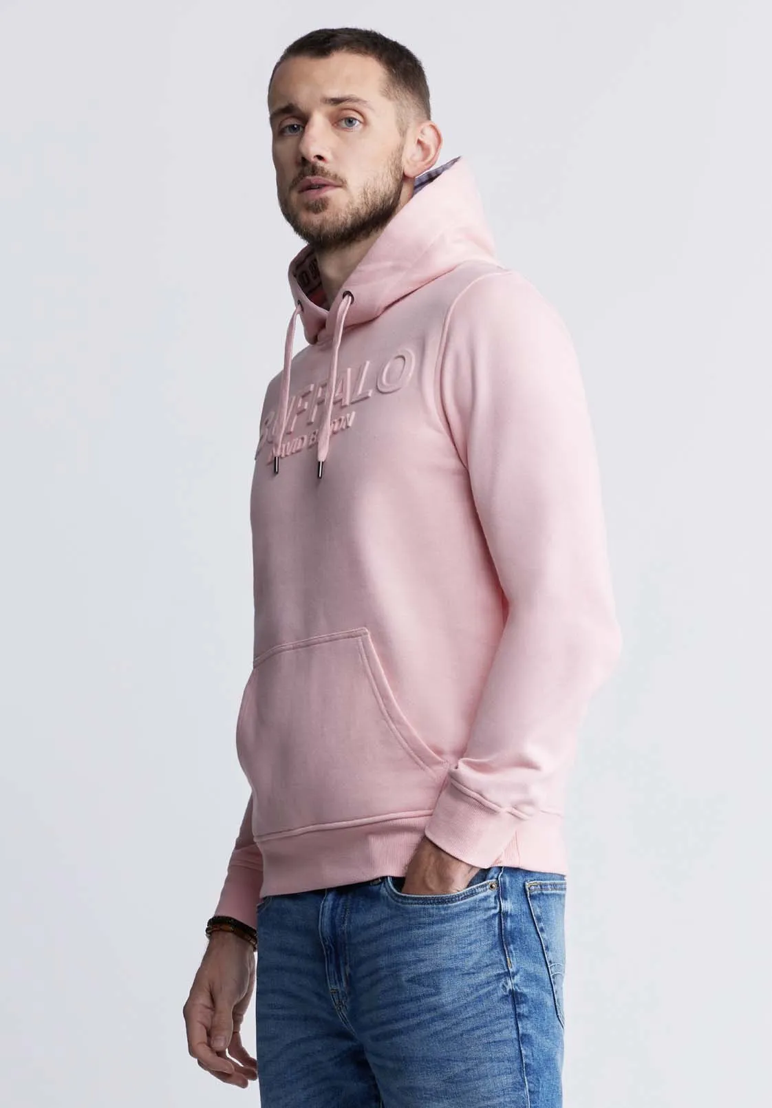 Fadol Men's Fleece Hoodie in Shell Pink  - BPM13610V