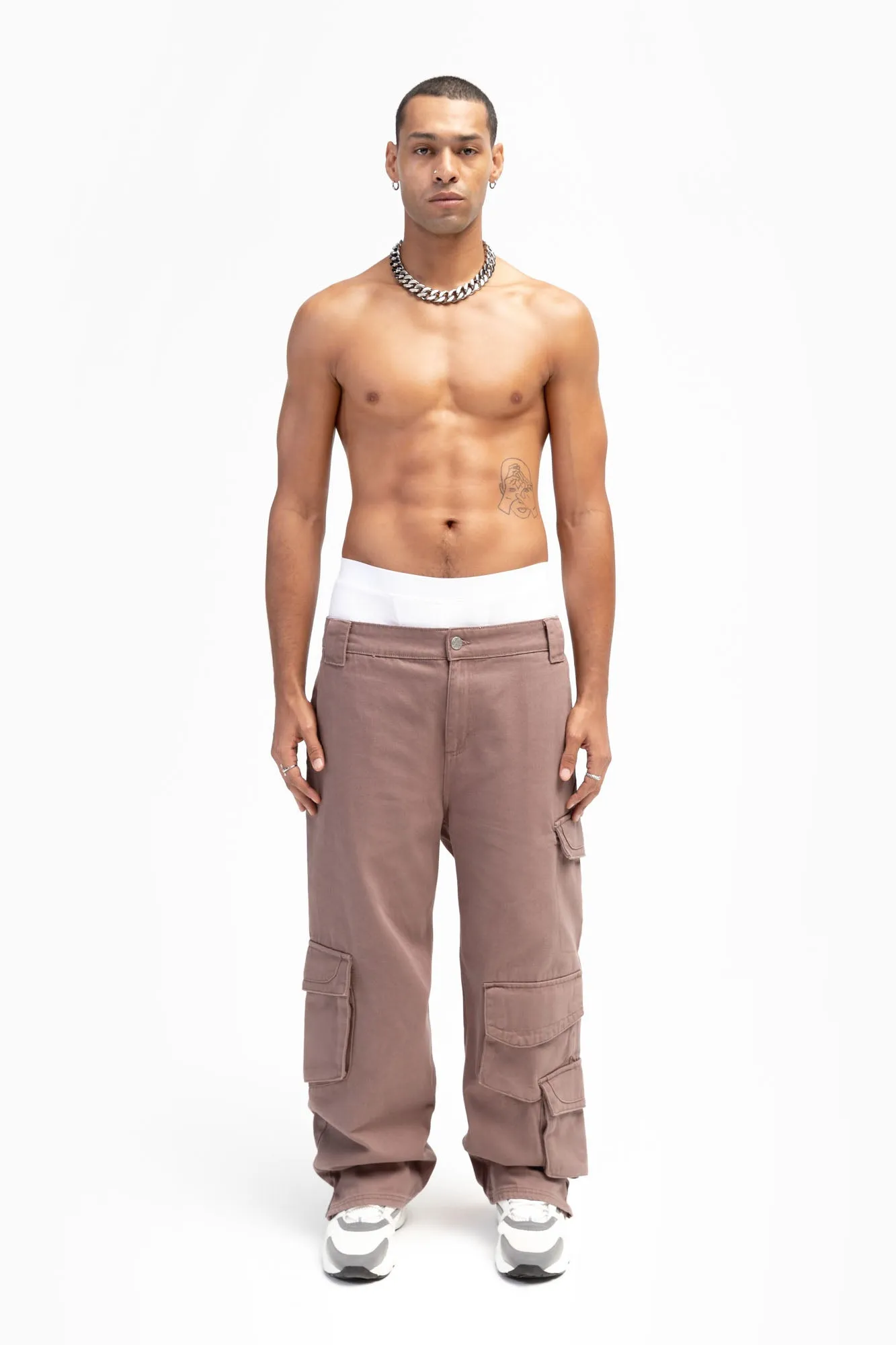 FIVE POCKET DEEP TAUPE CARGO PANTS