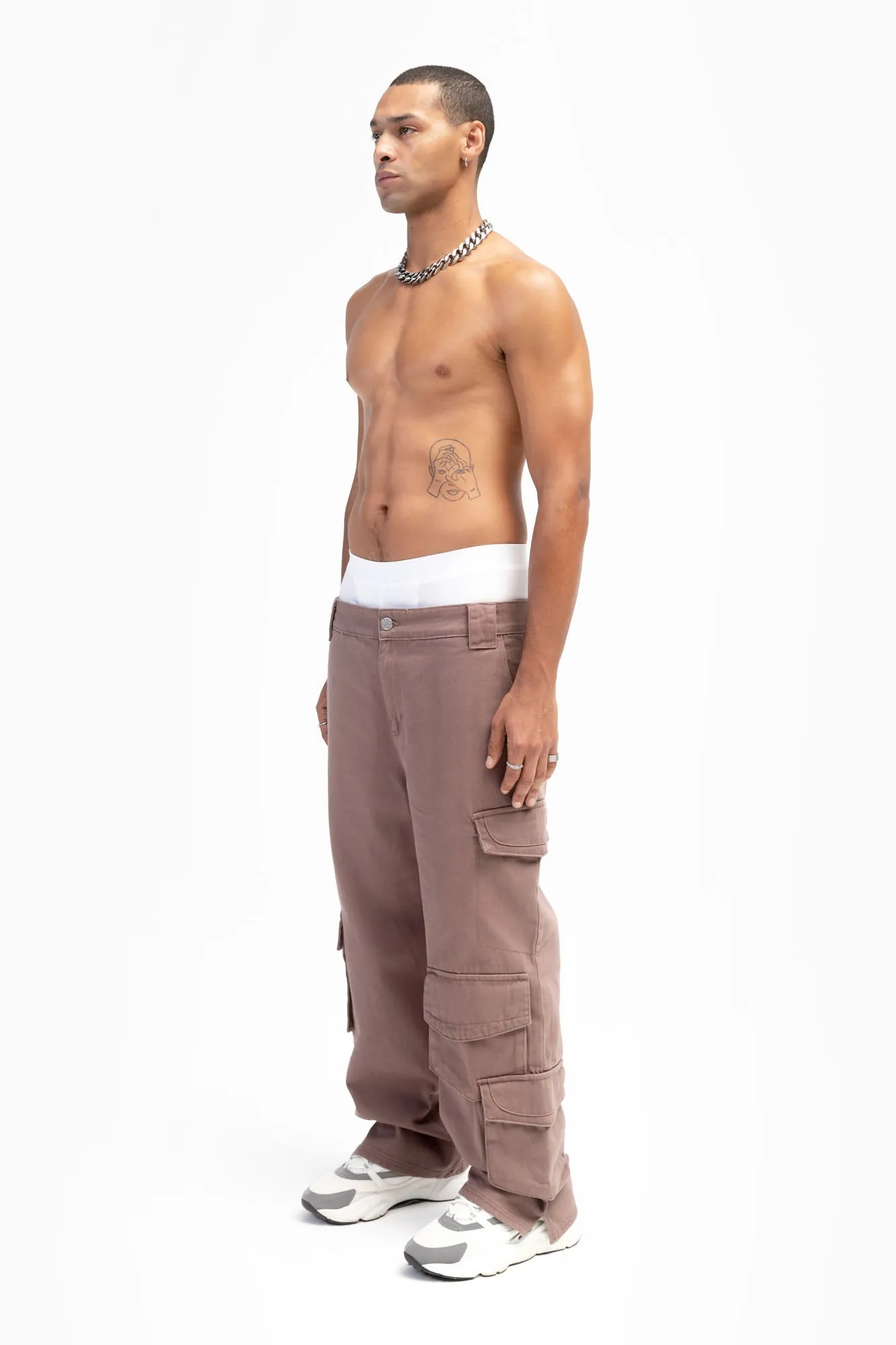 FIVE POCKET DEEP TAUPE CARGO PANTS