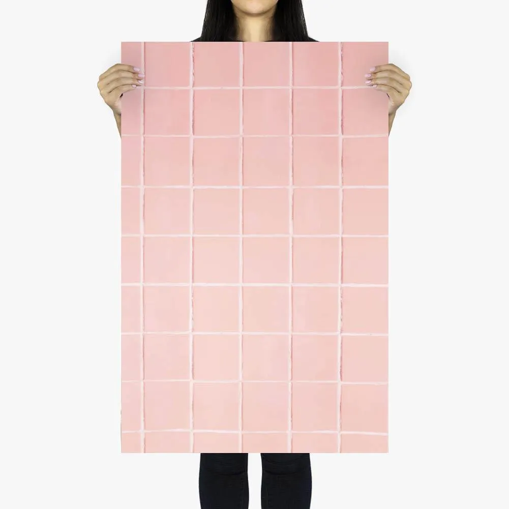 Flat Lay Instagram Backdrop - 'Clovelly' Pink Square Tiles (56cm x 87cm)