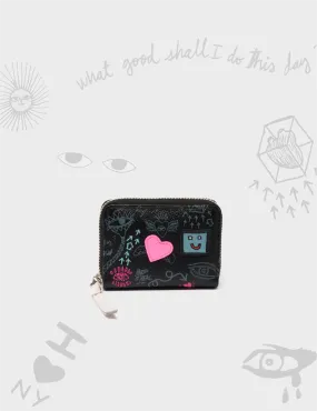 Frodo Black Leather Zip Around Wallet - Urban Doodles Design