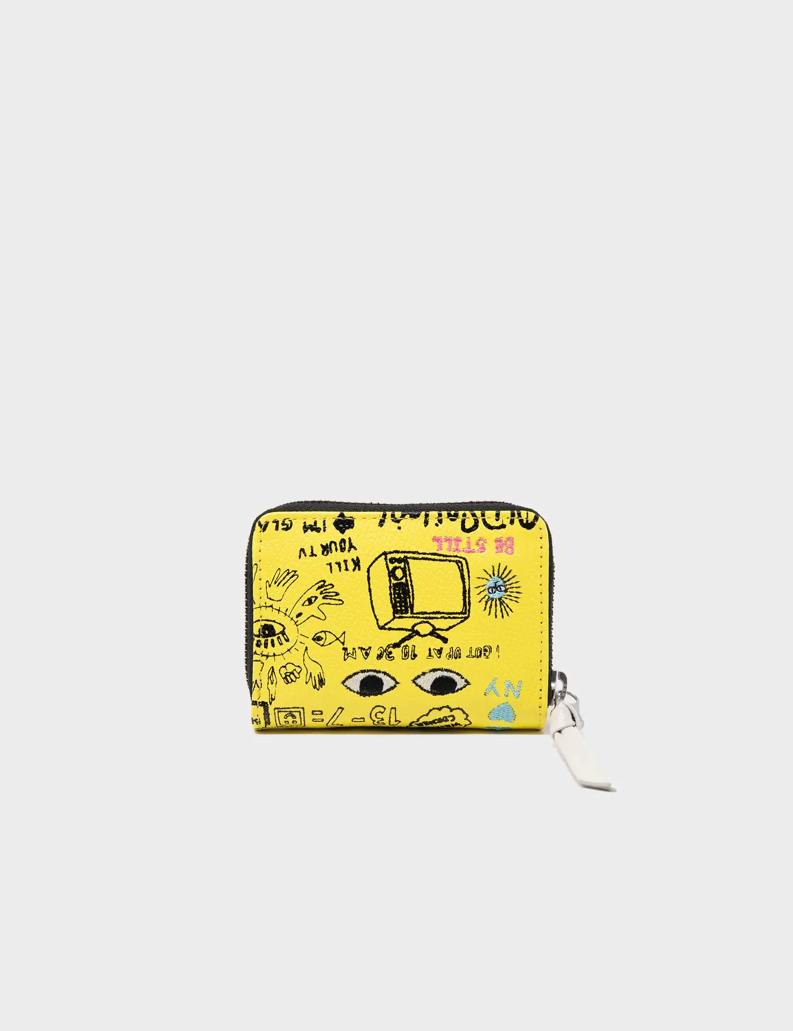 Frodo Light Yellow Leather Zip Around Wallet - Urban Doodles Design