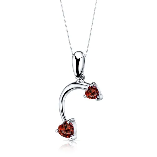 Garnet Pendant Earrings Set Sterling Silver 2.25 Carats