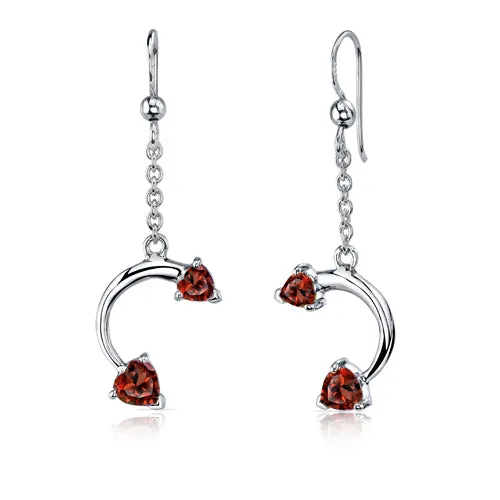 Garnet Pendant Earrings Set Sterling Silver 2.25 Carats