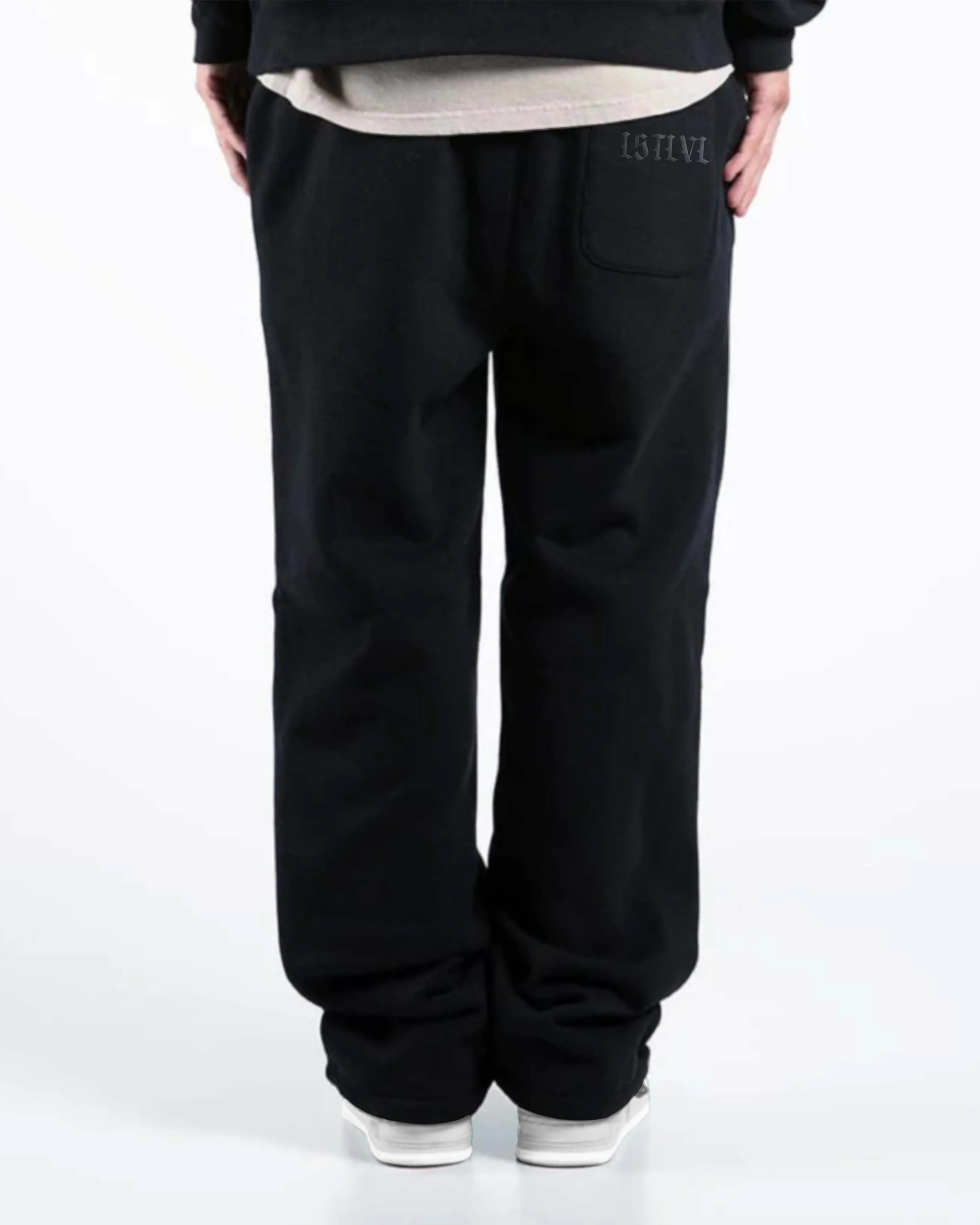 Godspeed Puff Print Black on Black - Straight Open bottom Sweat Pants