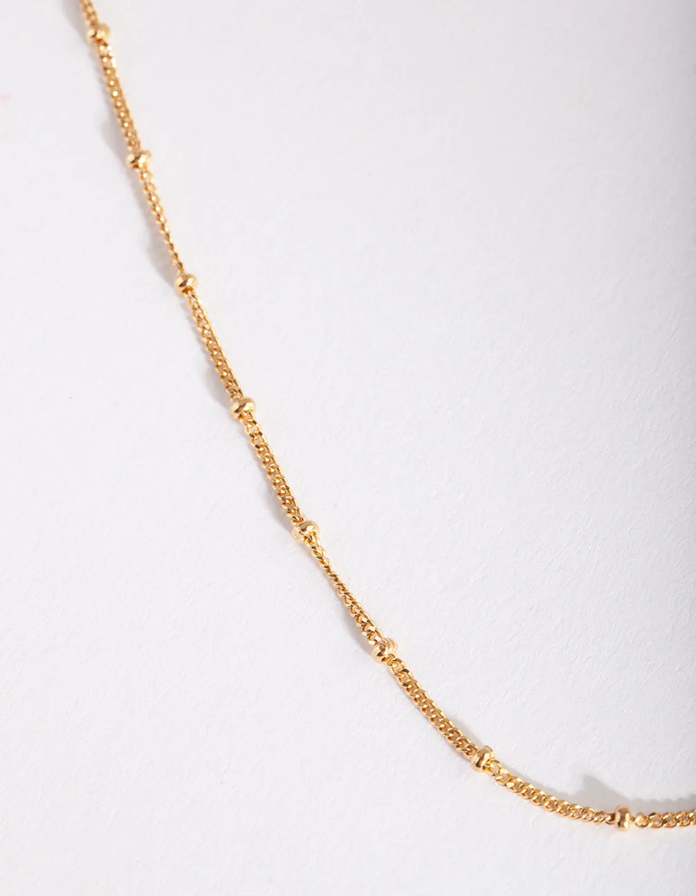 Gold Plated Sterling Silver Bead Chain Necklace