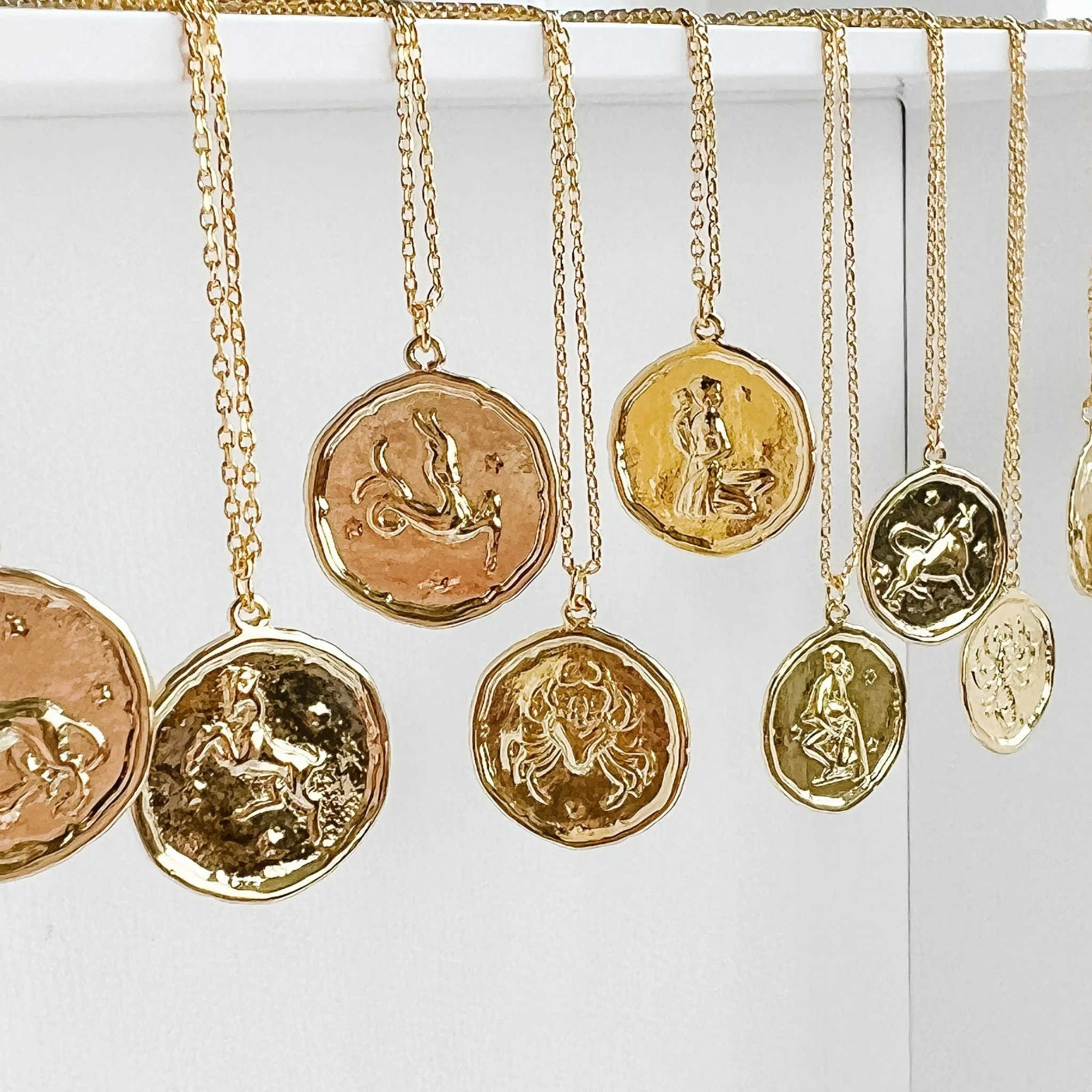 Gold Zodiac Medallion Coin Necklace