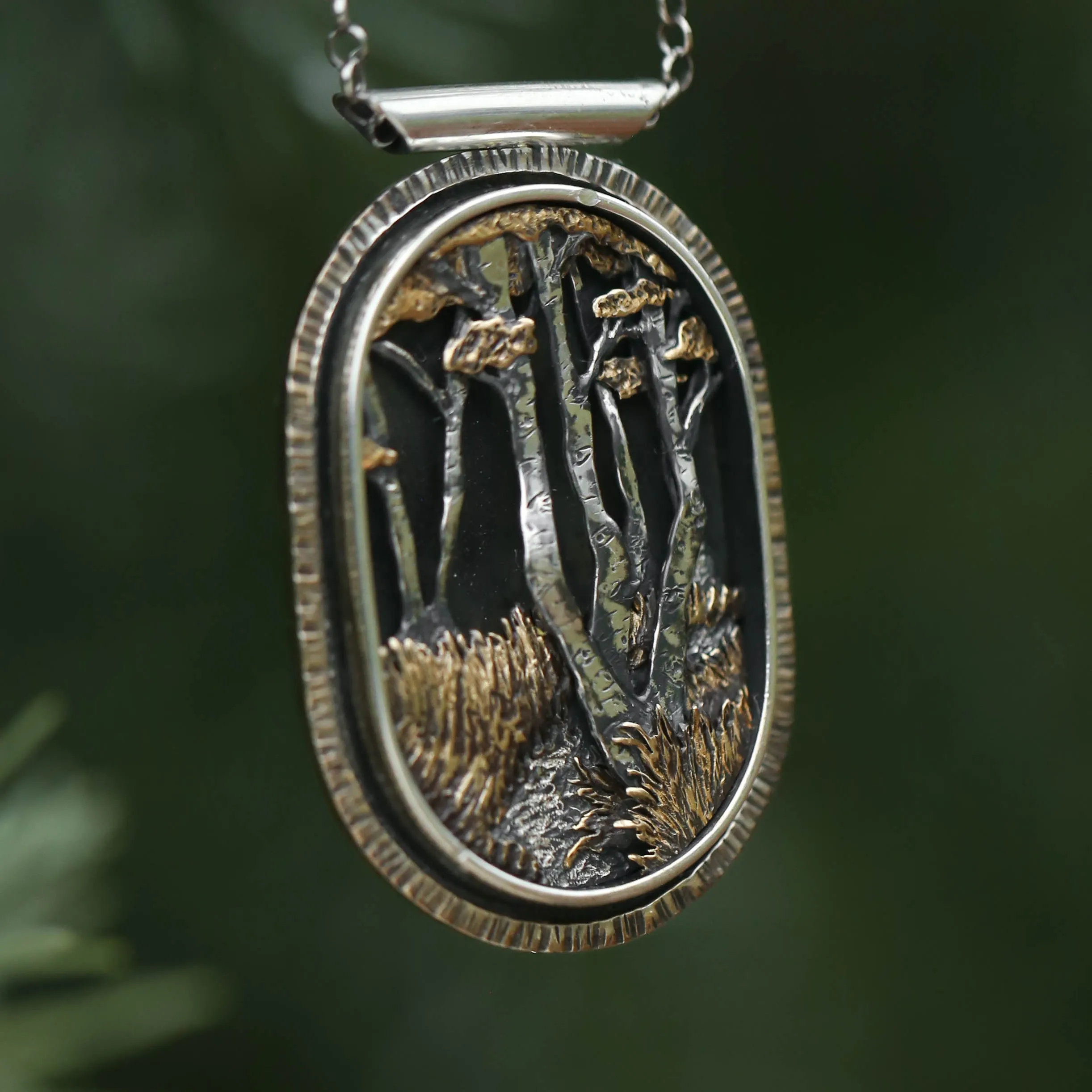 Guiding Path- Sterling Silver, Brass, and 24k Gold Statement Necklace