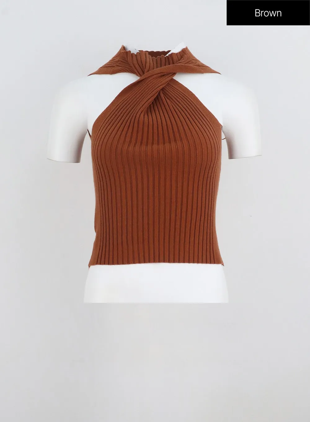 Halter Neck Ribbed Top IL326