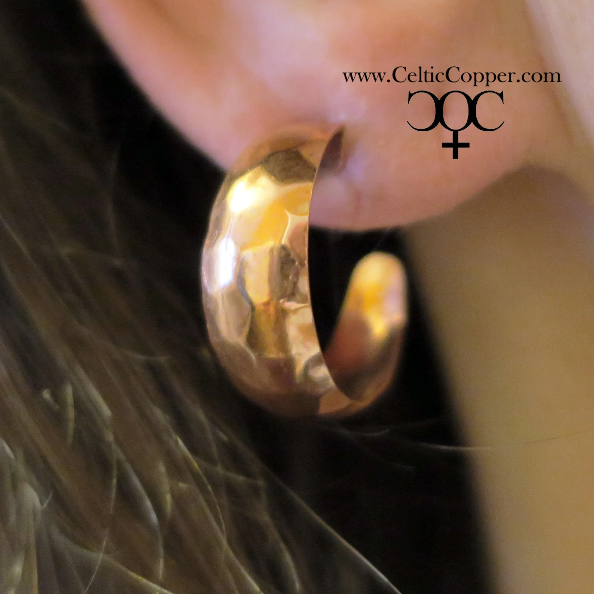 Hammered Copper Hoop Earrings EC78 Solid Copper Jewelry Post Style Copper Hoop Earrings