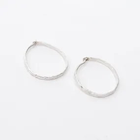 Hammered Silver Small Wire Hoops