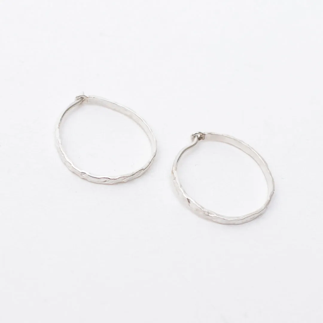 Hammered Silver Small Wire Hoops