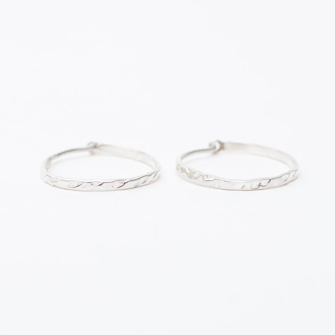 Hammered Silver Small Wire Hoops