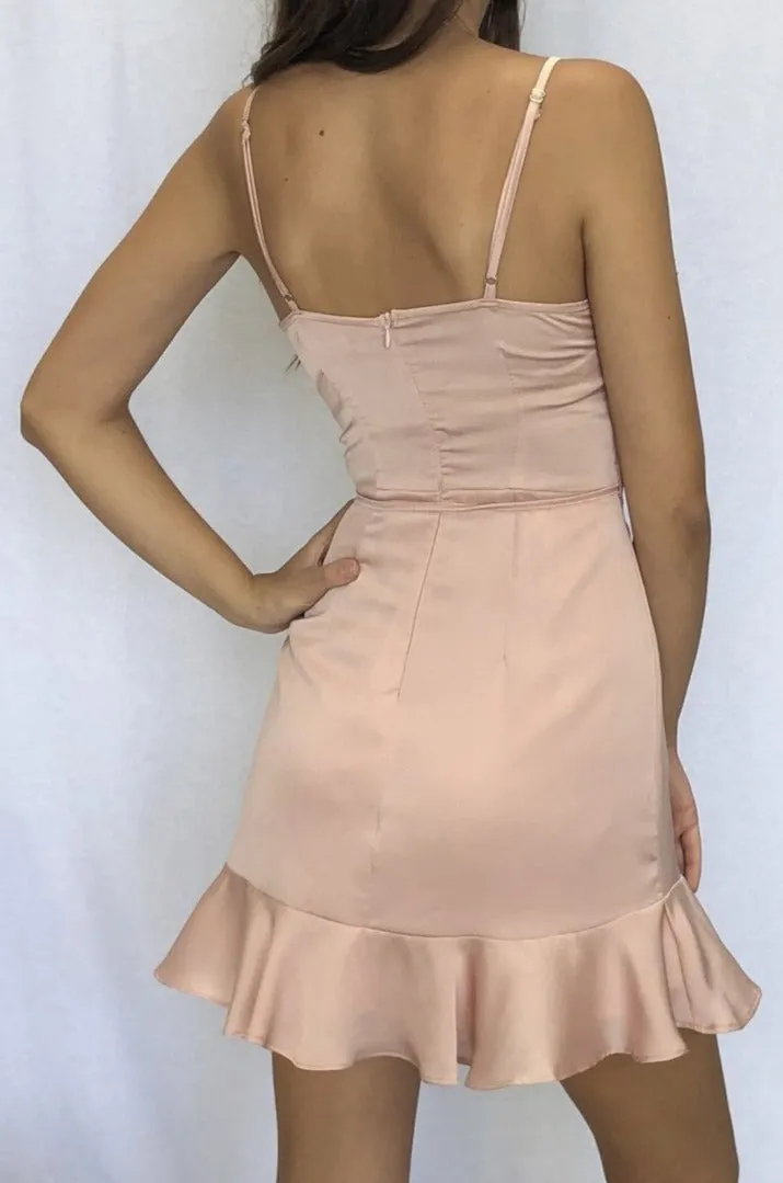 Here Comes the Sun Open Shoulder Mini Dress in Blush