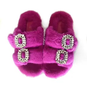 Hot Pink Jeweled Arizona Slippers