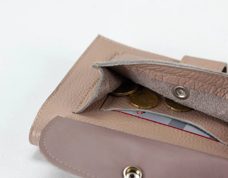 Iole wallet - Powder pink leather