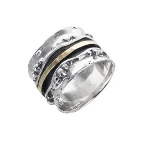 Israeli Pebbles And Gold Spinner Band Ring