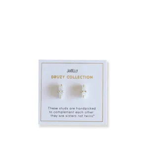 JAXKELLY | White Druzy Bar Studs