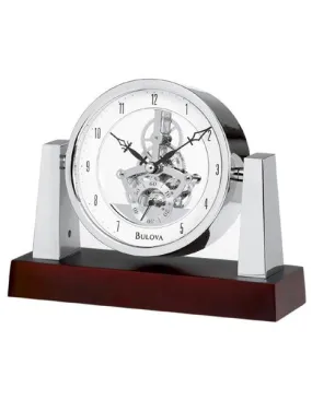 Largo Pivoting Tabletop Clock by Bulova  - Skeleton Movement  - Chrome Finish