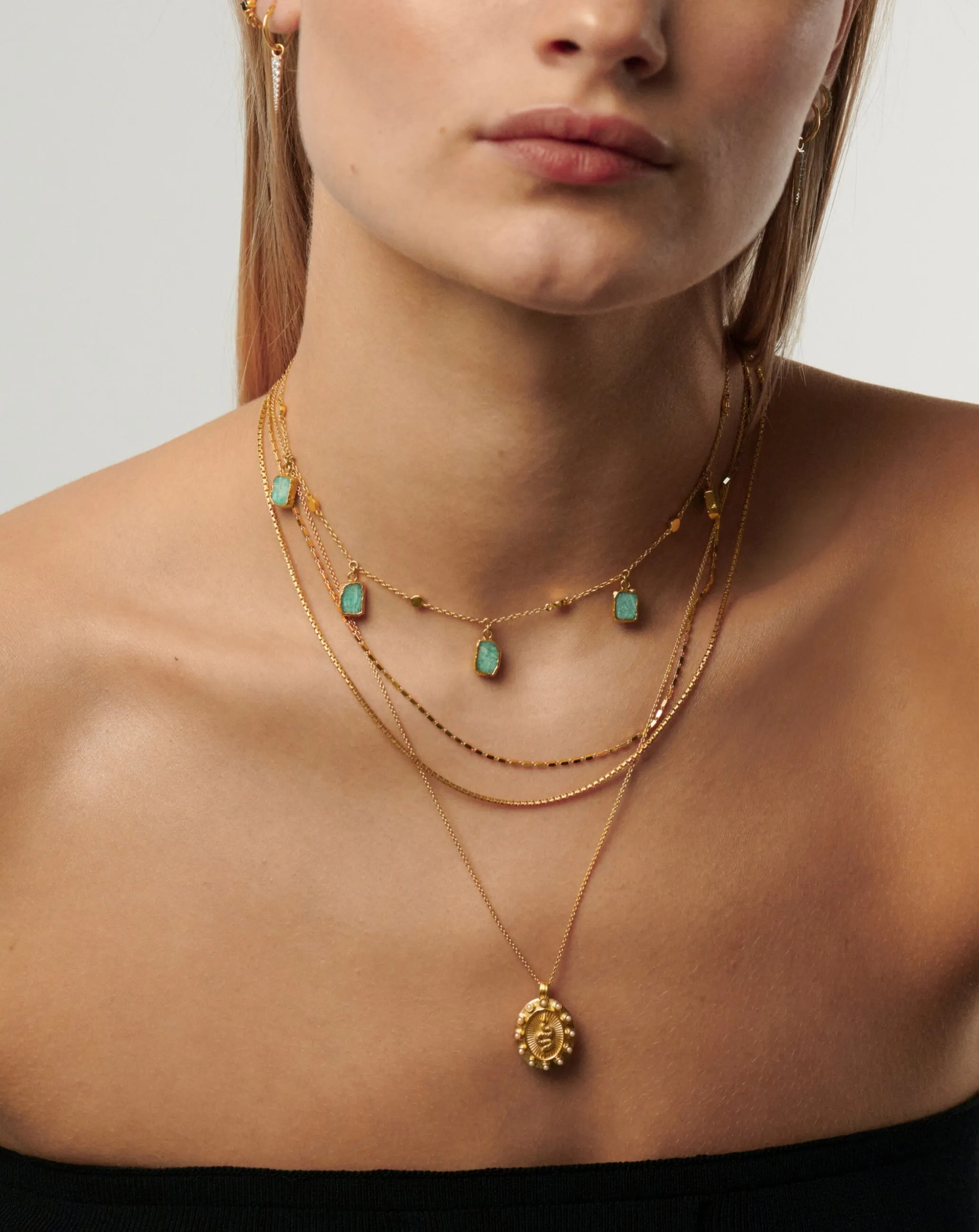 Lena Charm Choker | 18ct Gold Plated Vermeil/Amazonite