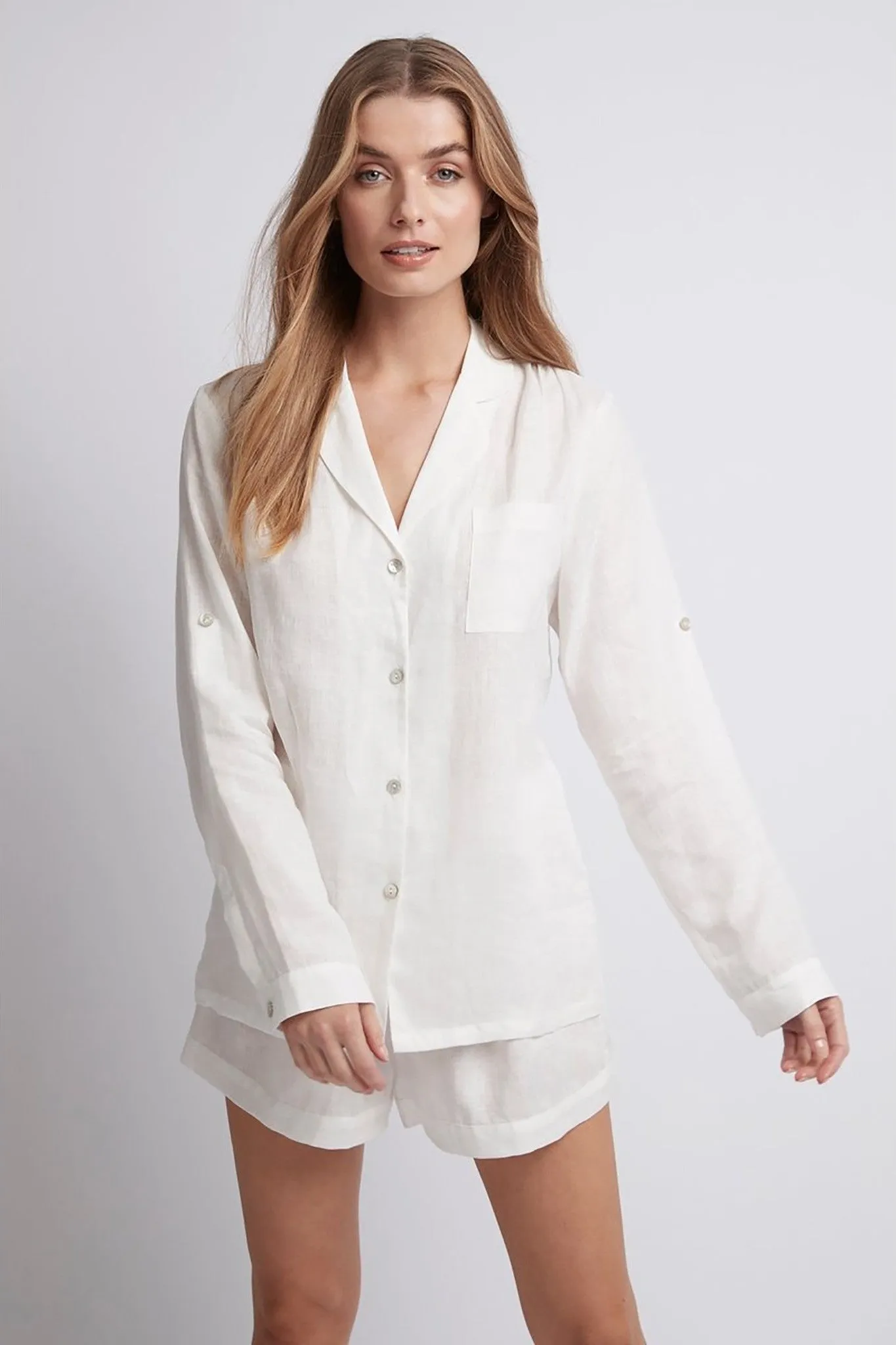 Linen Pyjama Set - White