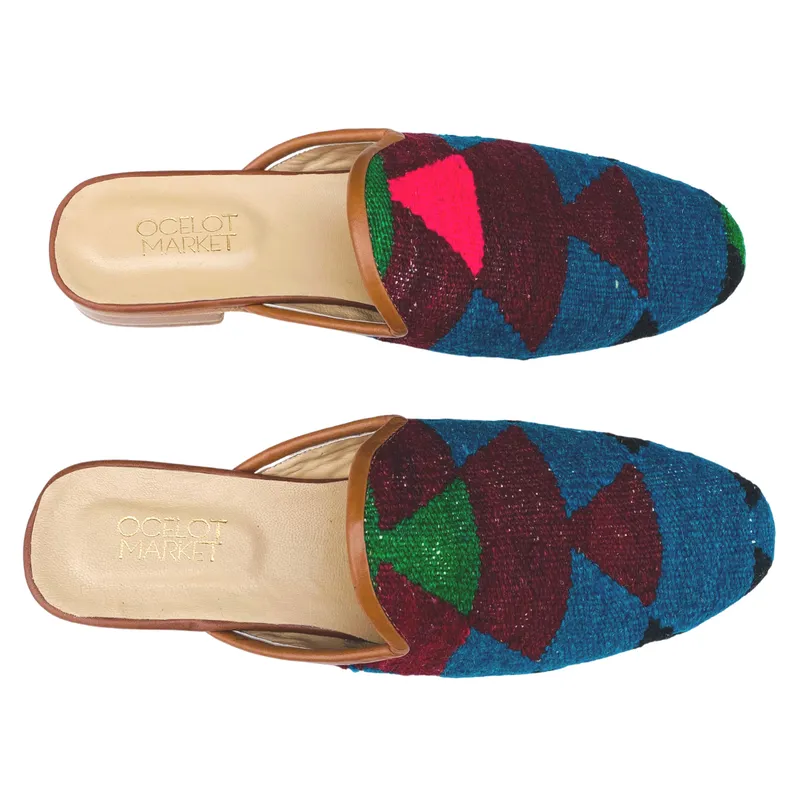 Men's Turkish Kilim Mule - Blue, Maroon, Pink, Green