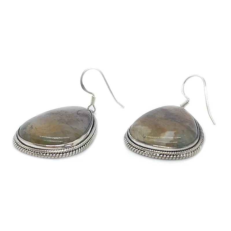 Moss Agate Gemstone Earrings - B