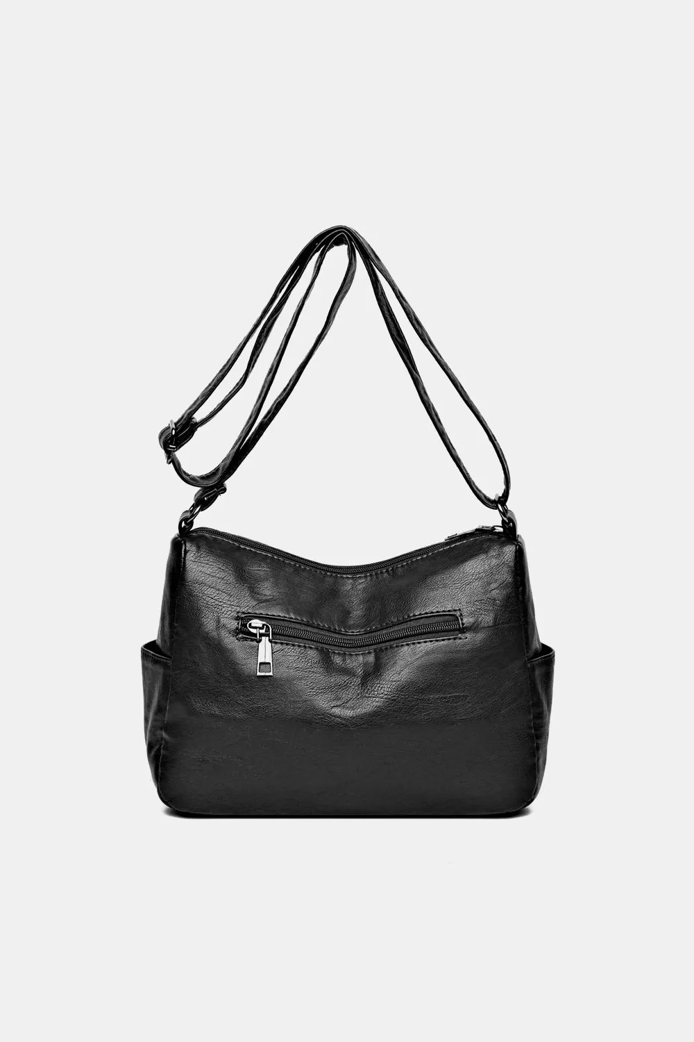 Multi-Pocket Vegan Leather Hobo with Buckle Accents