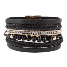 Multiline Leather Metallic Bracelet