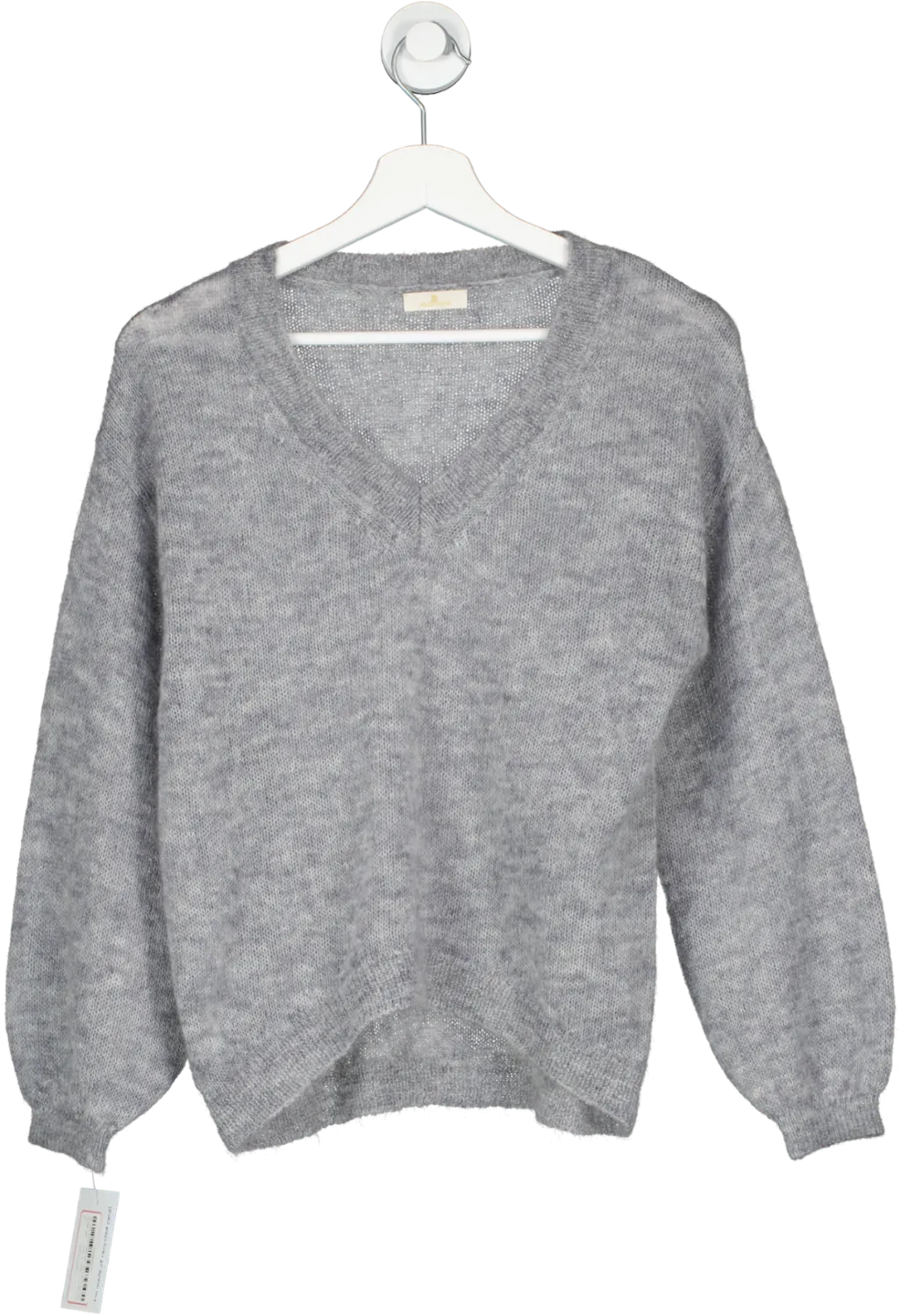 Munrospun Grey Mohair V Neck UK S