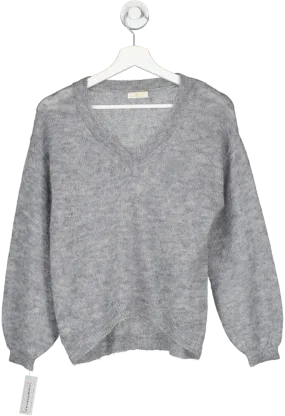 Munrospun Grey Mohair V Neck UK S