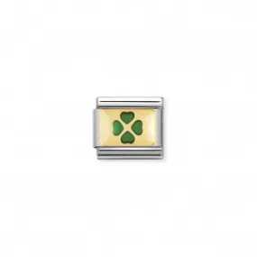 Nomination LINK COMPOSABLE QUADRIFOGLIO VERDE IN ORO 030206/27