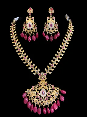 NS152 Palak  Ruby necklace set ( READY TO SHIP )