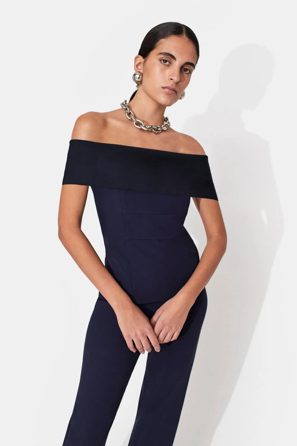 Off The Shoulder Jumpsuit - Midnight